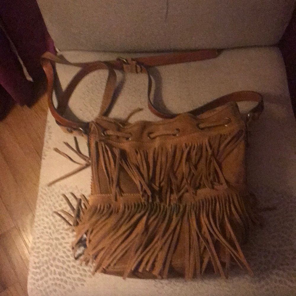 Patricia Nash suede brown fringe bag.